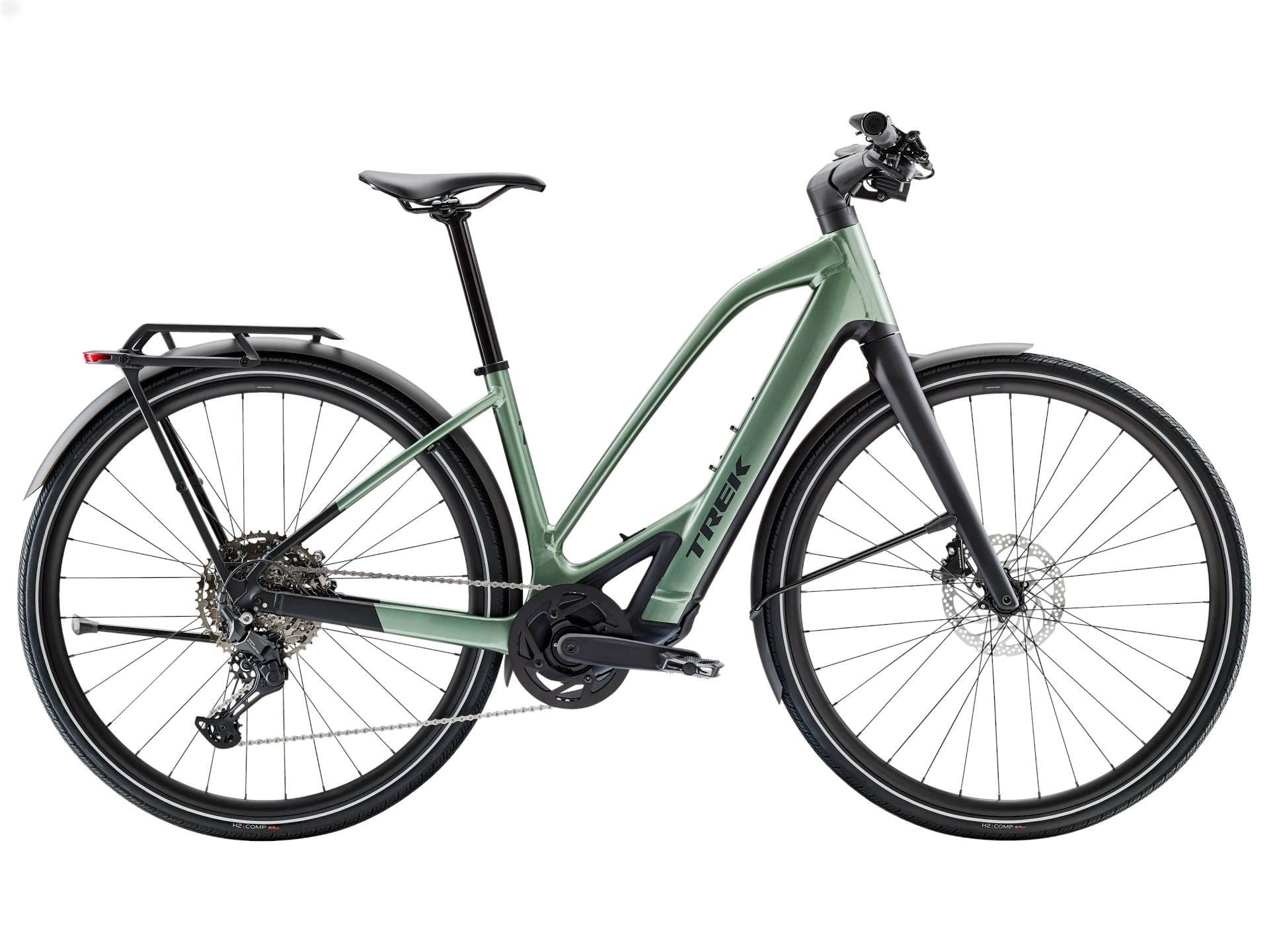 2026 Trek FX+ 7 Mid-step Electric Bike In Lichen Green Gloss