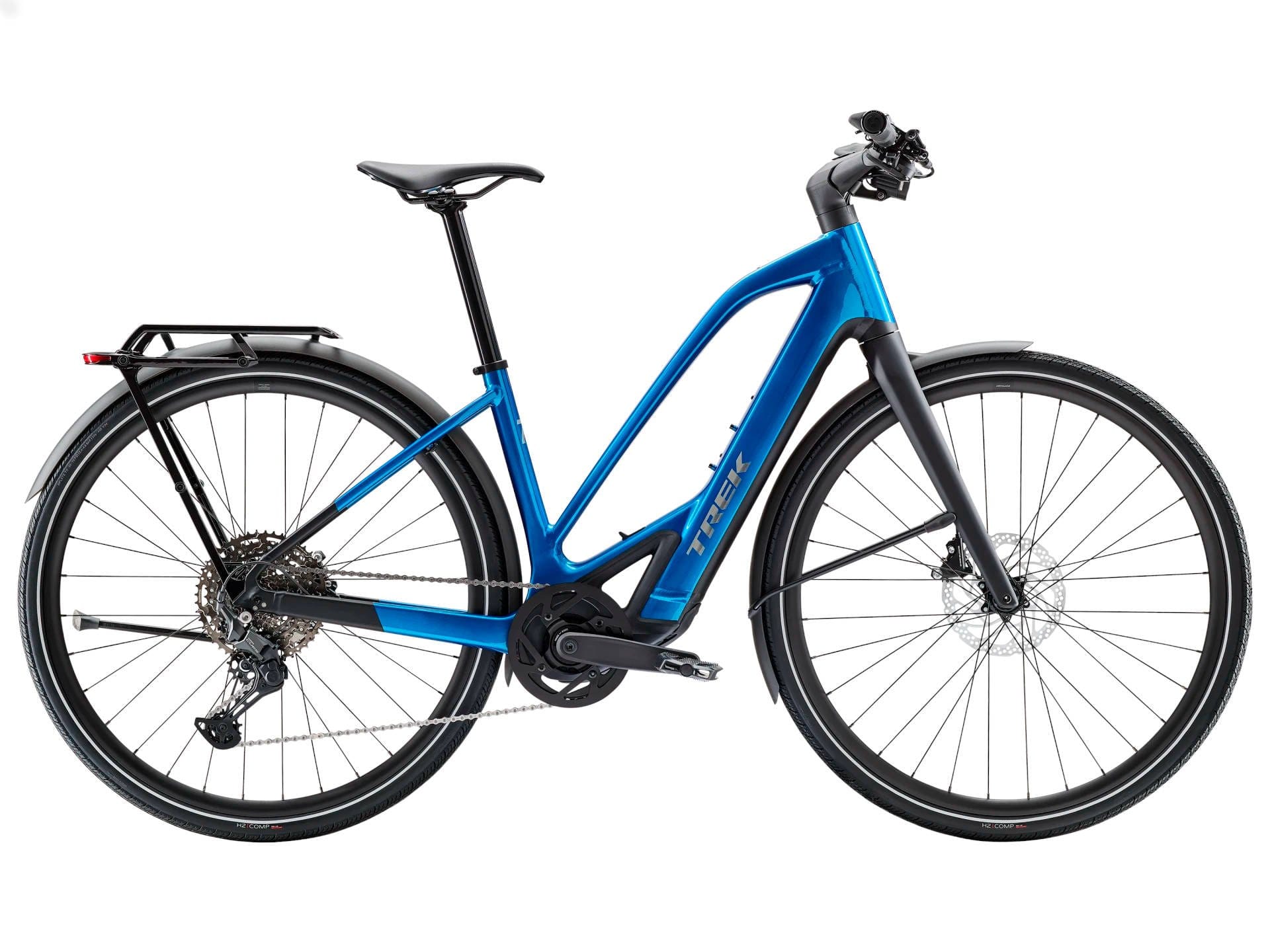 2026 Trek FX+ 7 Mid-step Electric Bike In Alpine Blue Gloss