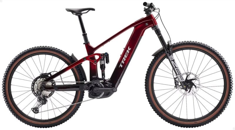 2026 Trek Rail+ 9.8 XT Gen 5 800Wh Electric Full Suspension Carbon MTB In Red Smoke