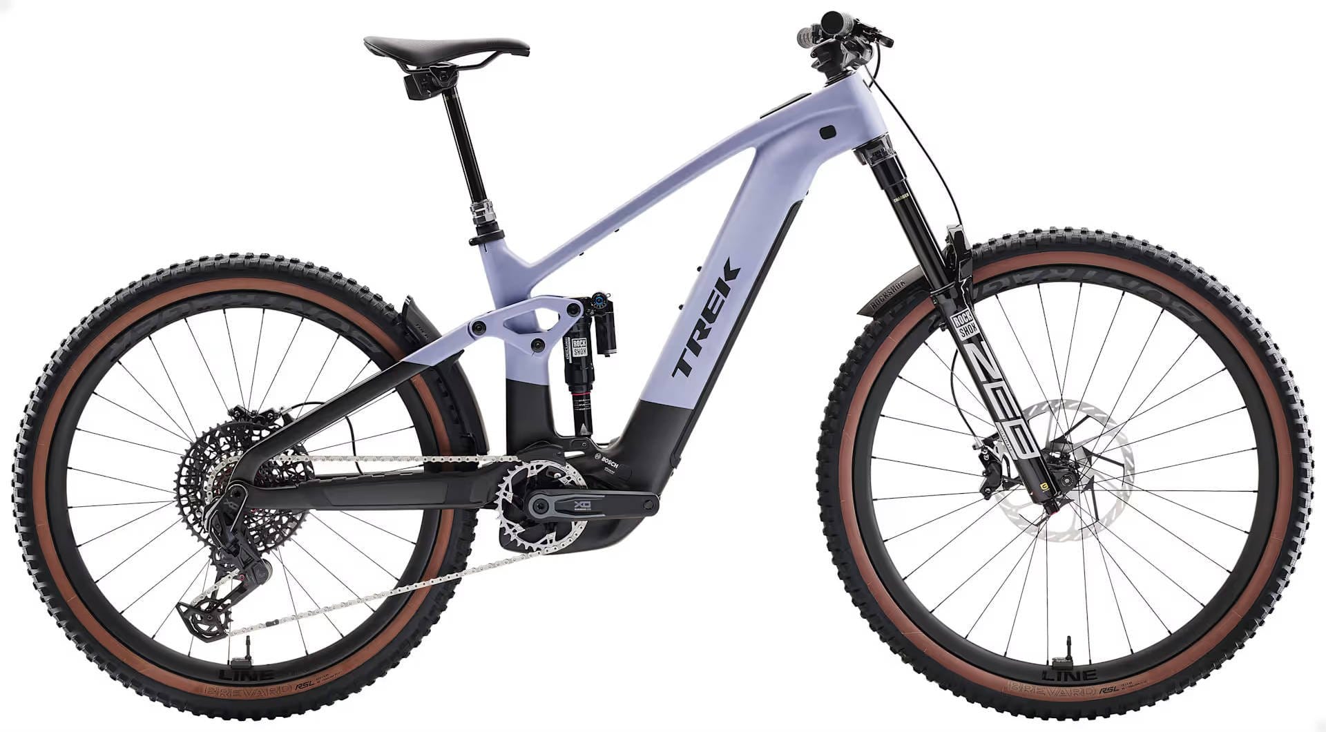 2026 Trek Rail+ 9.9 X0 AXS T-Type Gen 5 800Wh Electric Full Suspension Carbon MTB In Lavender Haze