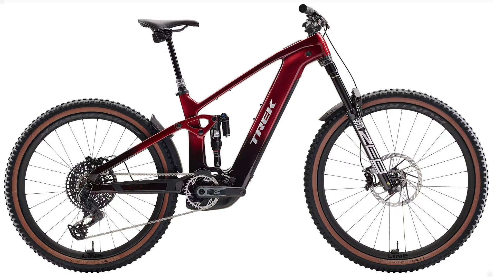 2026 Trek Rail+ 9.9 X0 AXS T-Type Gen 5 800Wh Electric Full Suspension Carbon MTB In Red Smoke