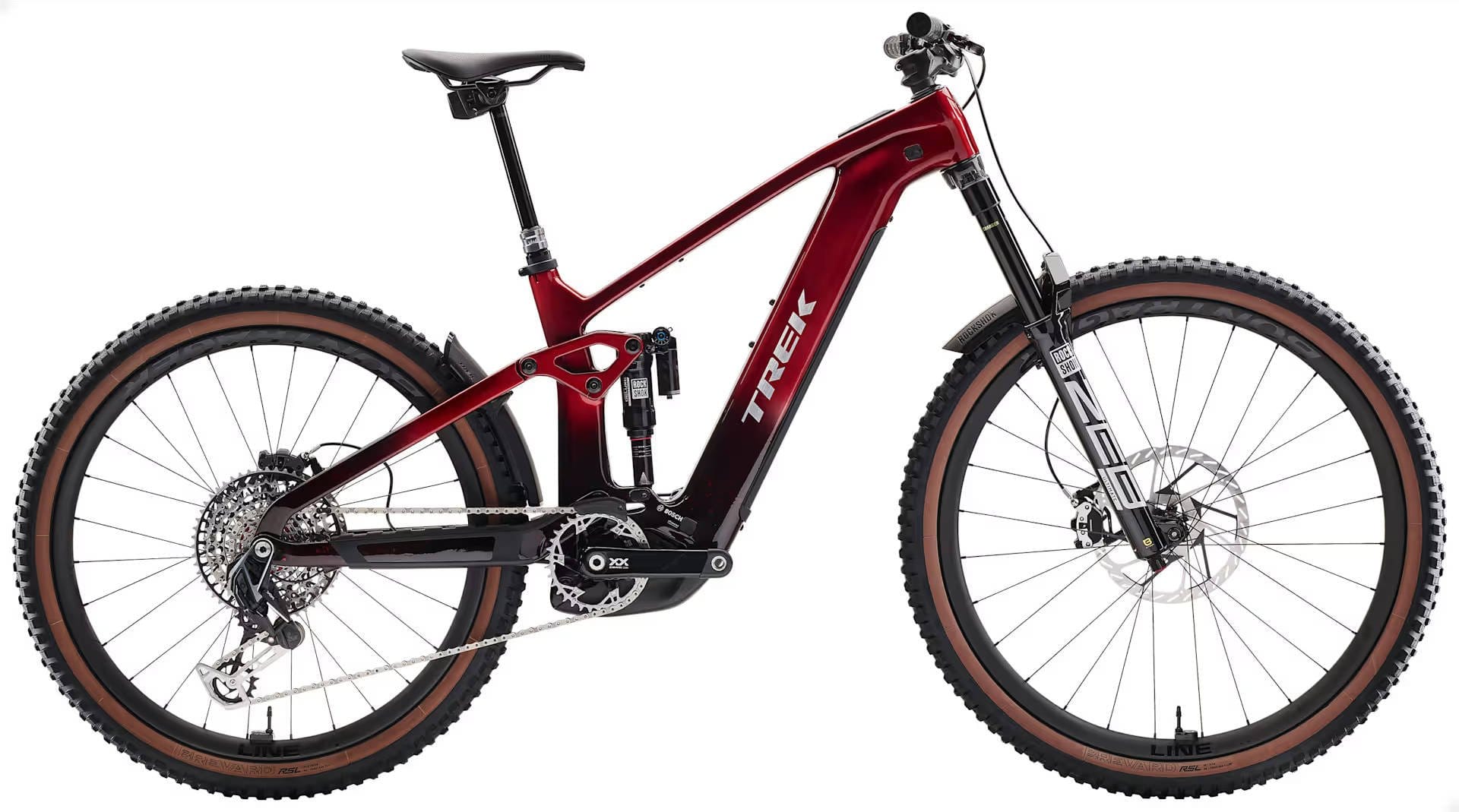 2026 Trek Rail+ 9.9 XX AXS T-Type Gen 5 800Wh Electric Full Suspension Carbon MTB In Red Smoke