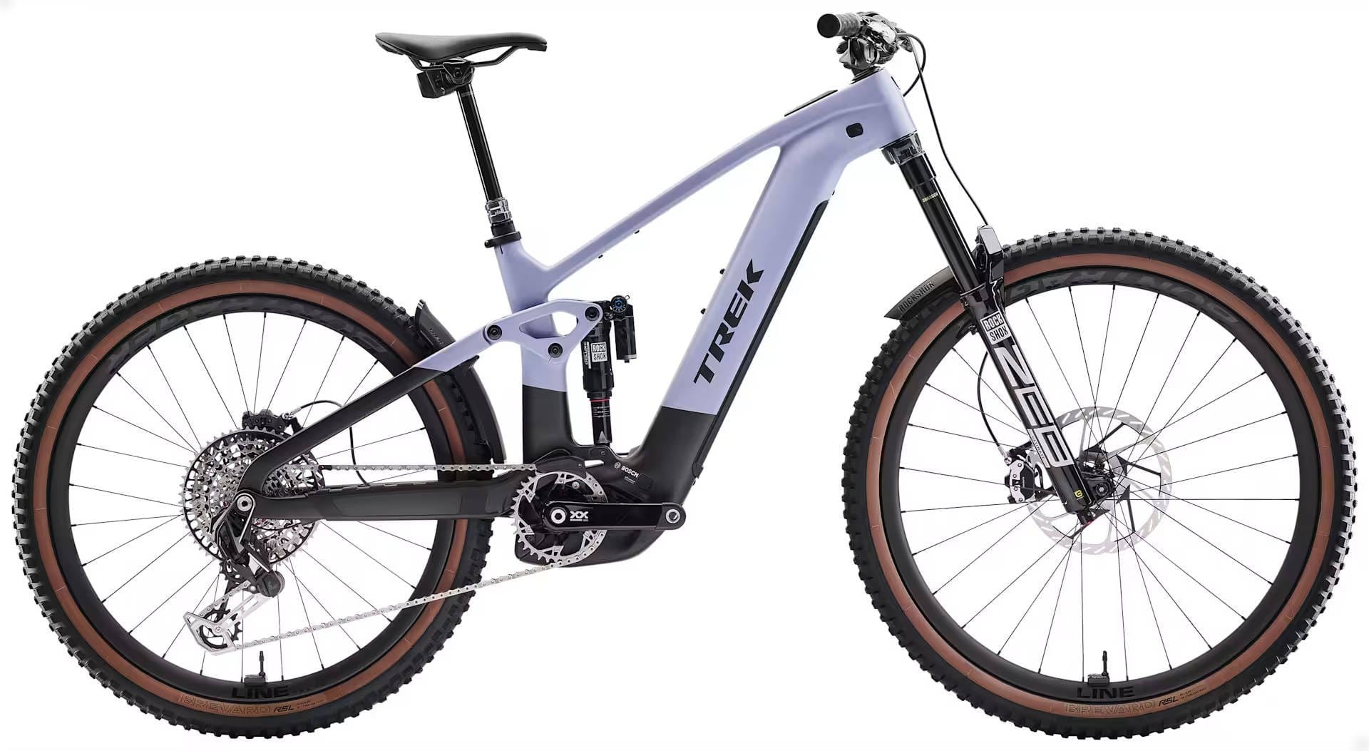 2026 Trek Rail+ 9.9 XX AXS T-Type Gen 5 800Wh Electric Full Suspension Carbon MTB In Lavender Haze