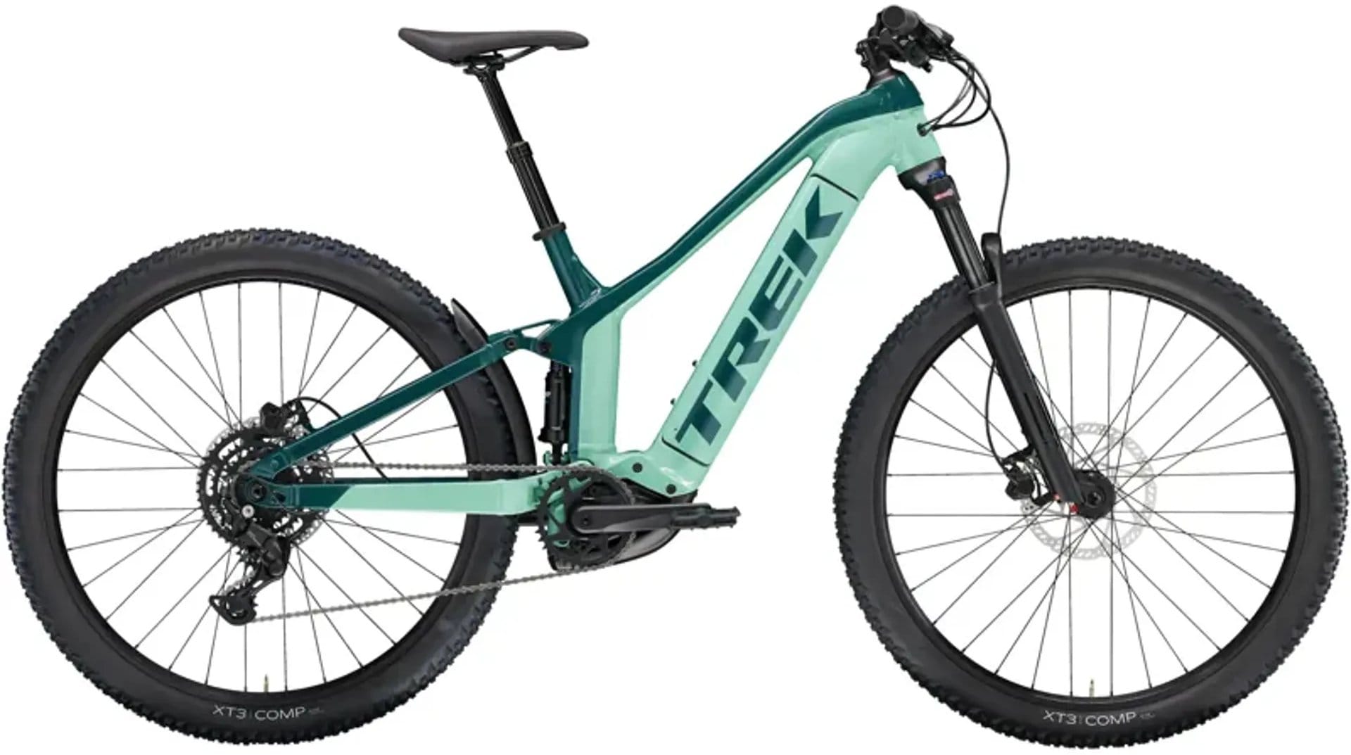 Trek Powerfly FS 4 Gen 3 Electric Full Suspension Bike In Blue Sage & Juniper